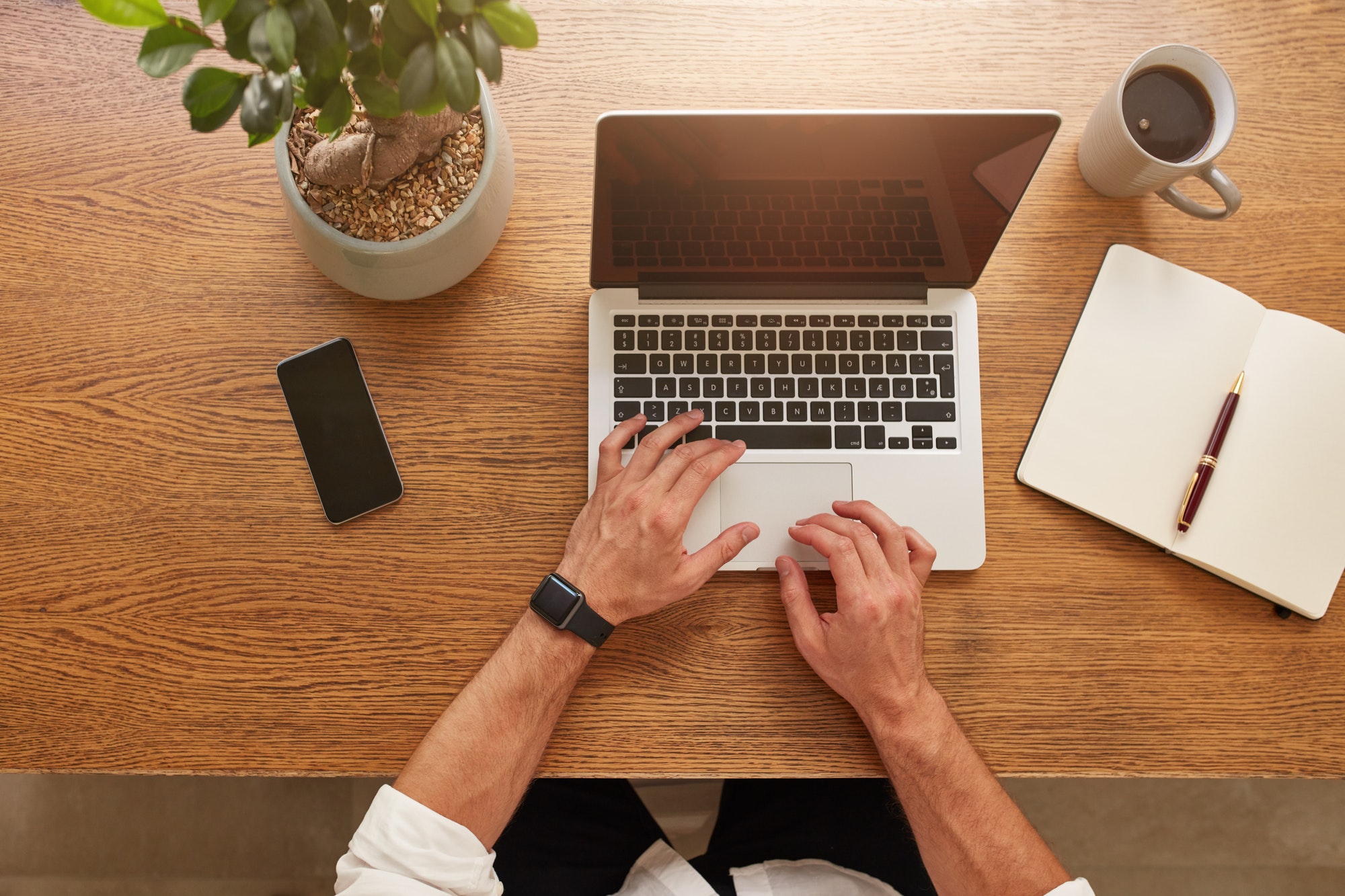 Businessman working on laptop