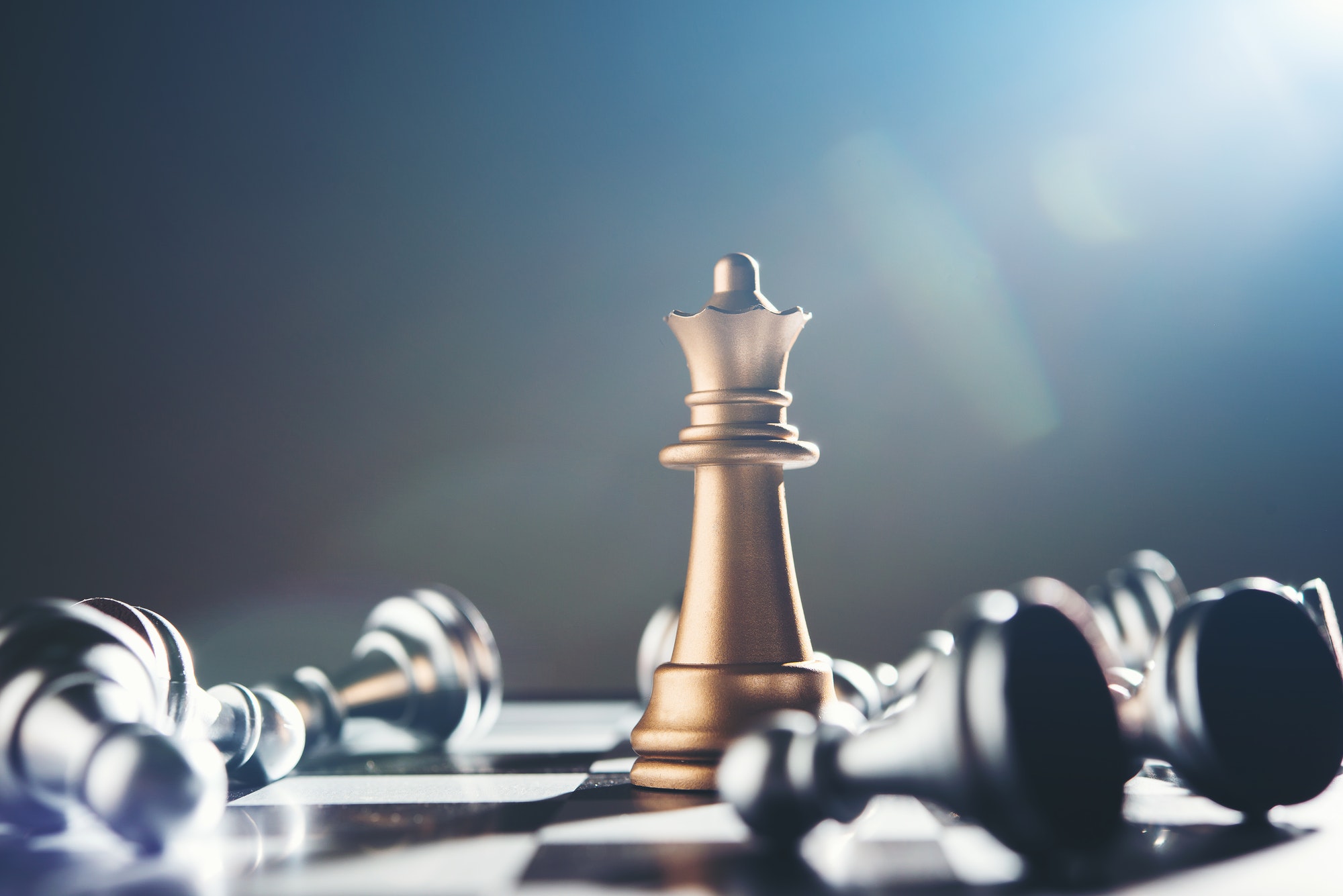 King and Knight of chess setup on dark background .
